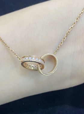 999纯银双环项链女生轻奢小众高级感2025新款爆款锁骨链生日礼物