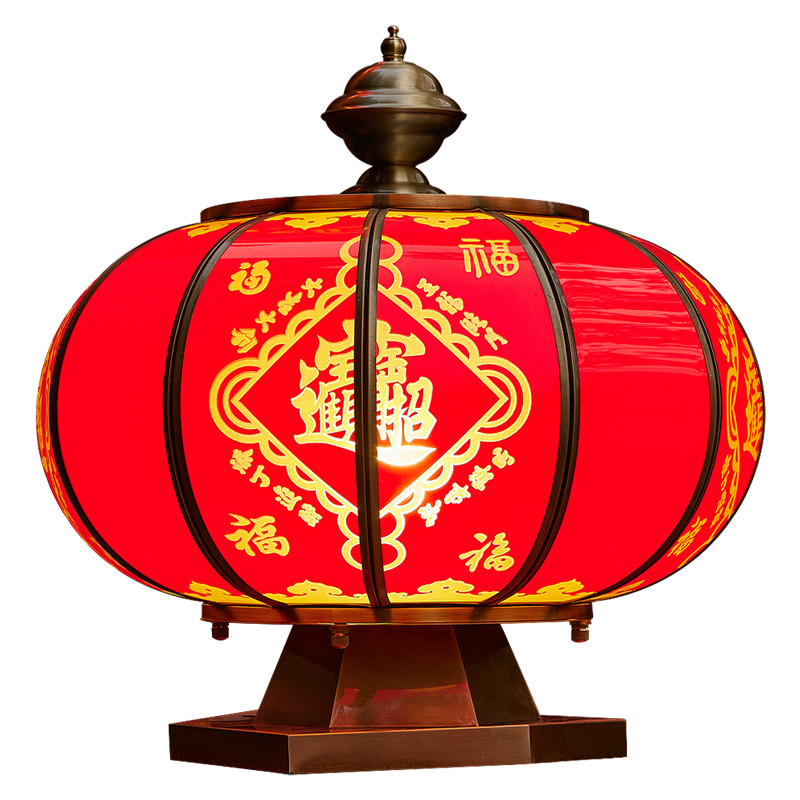 2025新款太阳能柱头灯户外庭院别墅大门围墙全铜柱子灯接电大门灯
