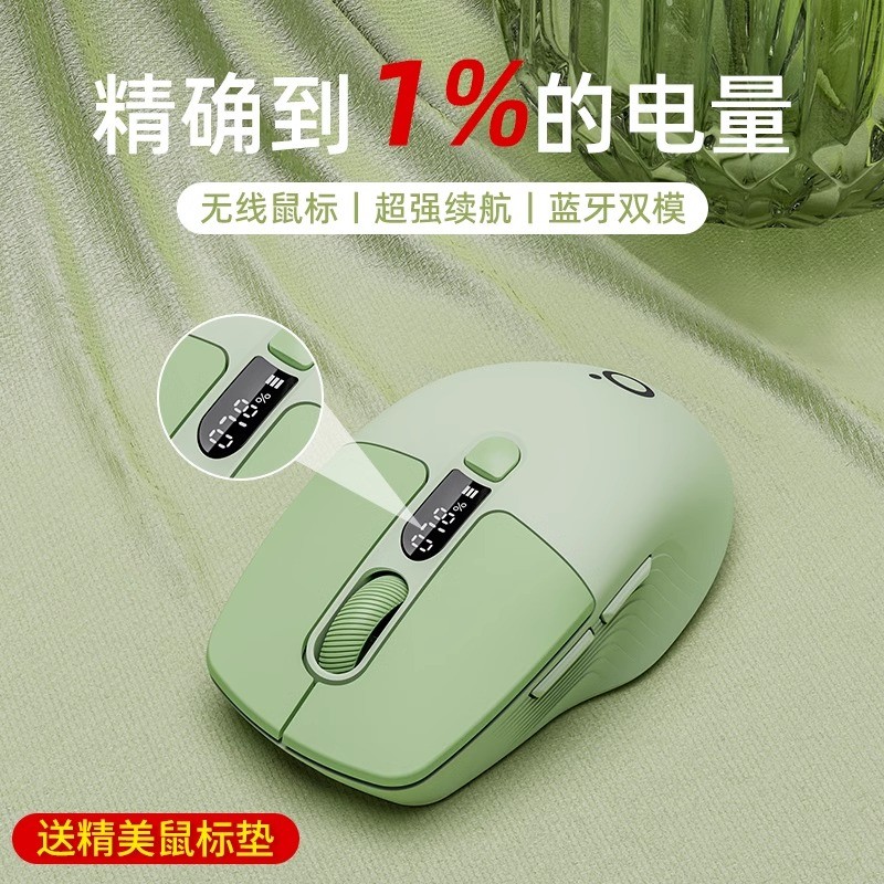 前行者无线蓝牙屏显鼠标女生笔记本电脑办公静音无声可充电款可爱