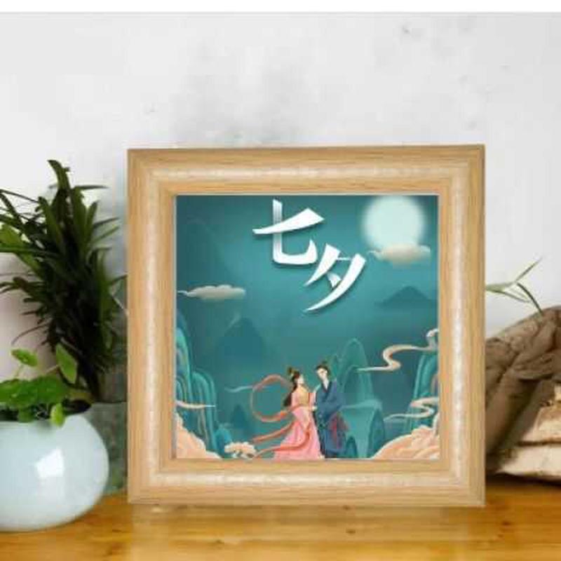 七夕情人节礼物立体中空相框摆台画框桌面卡通摆件情侣照片创意