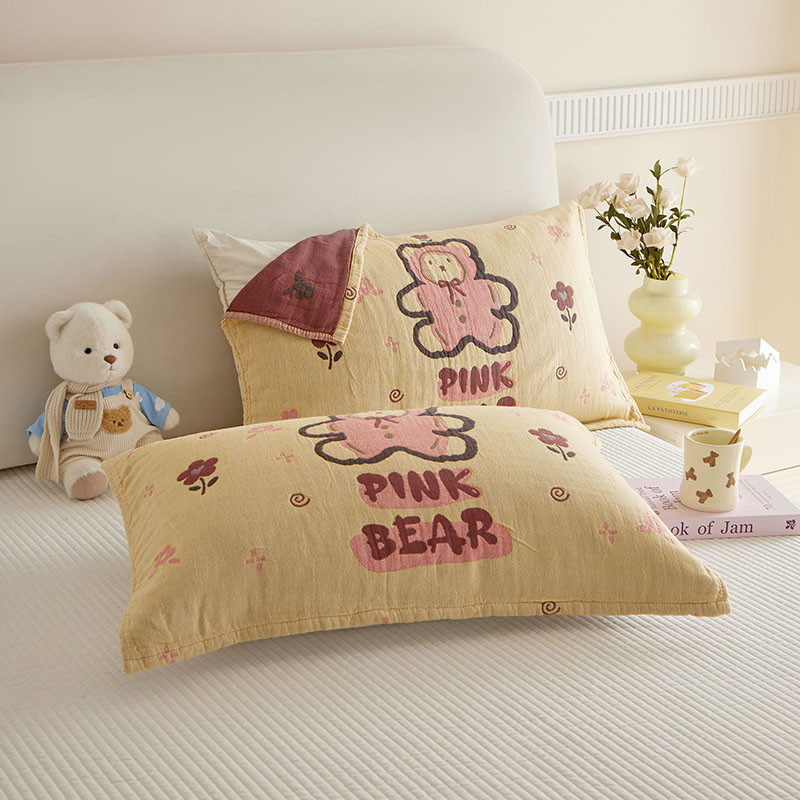 枕巾纯棉一对枕头毛巾六层纱布成人儿童全棉枕巾加大加厚四季包邮