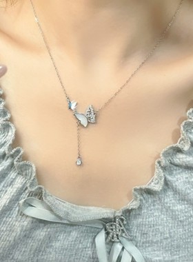 999纯银蝴蝶项链女款2024新款轻奢小众高级感正品夏日锁骨链礼物