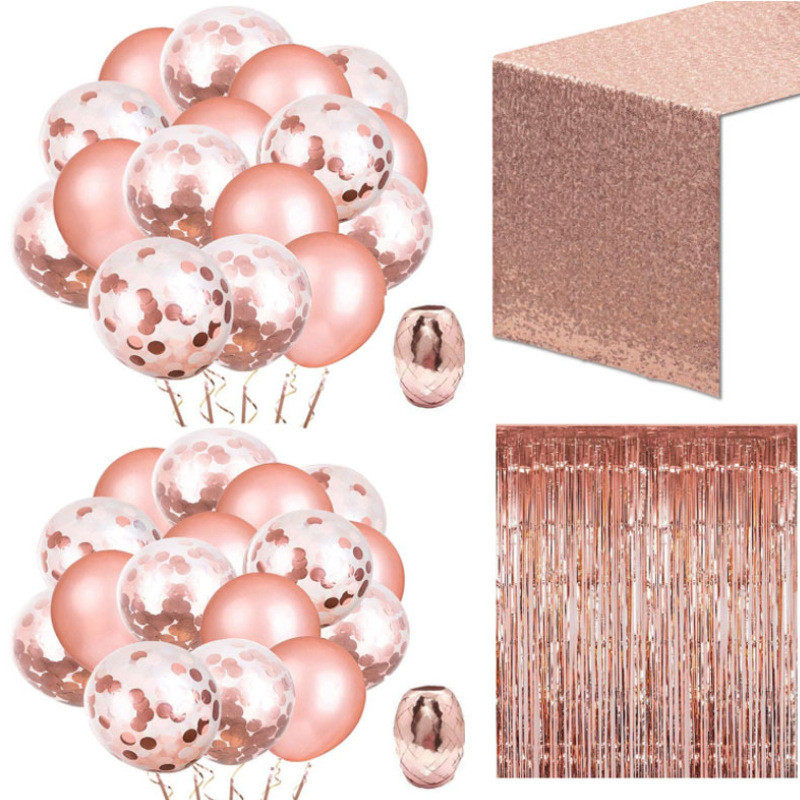 玫瑰金纸屑套装52pc/套 雨丝帘桌布布置婚礼12寸气球亮片气球,节庆用品/礼品,气球,淘宝优惠券,粉丝福利购,淘宝优惠卷