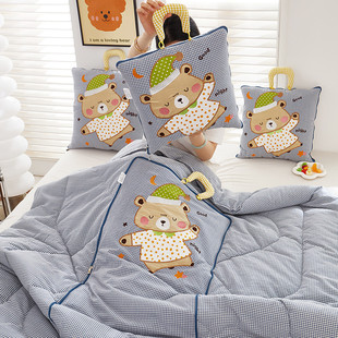 全棉两用抱枕被靠垫枕头被纯棉卡通手提办公室汽车沙发午睡空调被