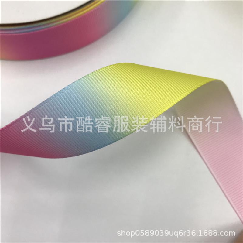 现货供应彩虹渐变织带 七彩渐变织带 2.5cm3.8cm新款彩虹螺纹带