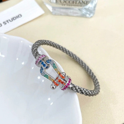 Fred弗雷德V金玫瑰金Force10斐登马蹄扣镶彩钻戒指男女款情侣手绳