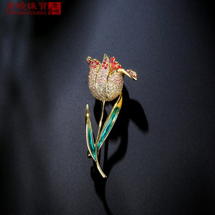 高档时尚 别针精致百搭胸花 奢华个性 气质优雅百合花胸针女外套开衫