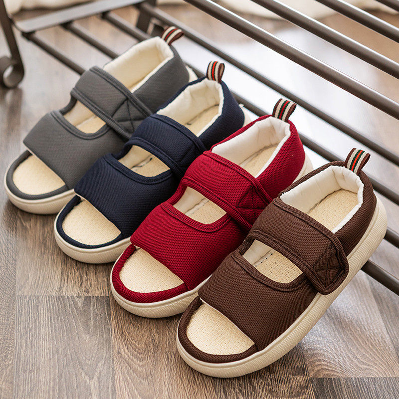 中老年人春夏透气吸汗亚麻拖鞋男女士厚底防滑居家用包跟棉布凉鞋,居家布艺,居家亚麻拖鞋,淘宝优惠券,粉丝福利购,淘宝优惠卷