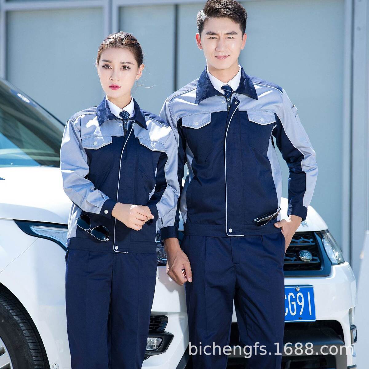 女秋季劳保服车间透气工装厂服长袖耐磨工作服套装男汽修定制工程