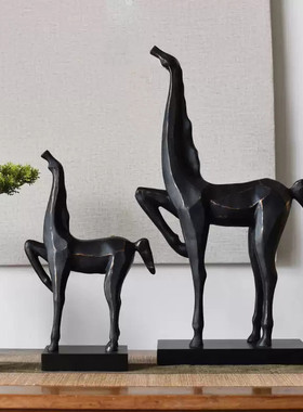 新中式树脂马工艺品家居客厅样板间书房软装饰品酒店动物雕塑摆件