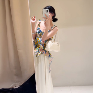 2025新款 高货法式 女夏季 碎花V领衬衫 高级感吊带搭配半身裙一 套装