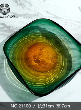 玻璃水果盘子 简约现代田园果盘渐变心形双色家居工艺品摆件批发