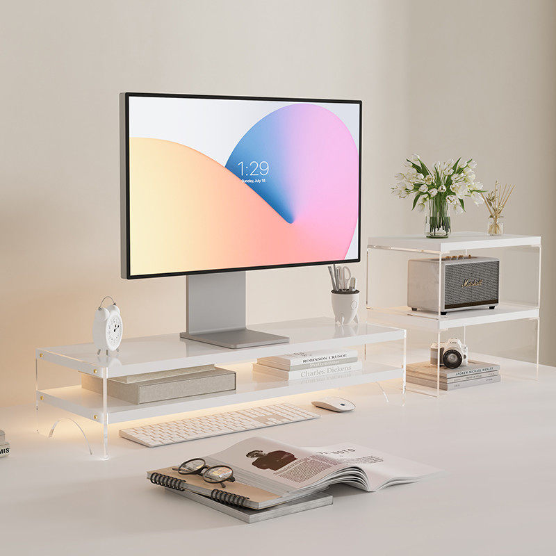 亚克力电脑悬浮增高架办公桌面置物架显示器垫高支架笔记本收纳架