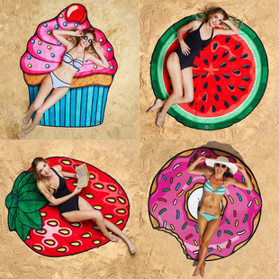 卡通沙滩坐垫游泳大裹巾披肩海边度假地垫旅行便携速干毯子造型毯