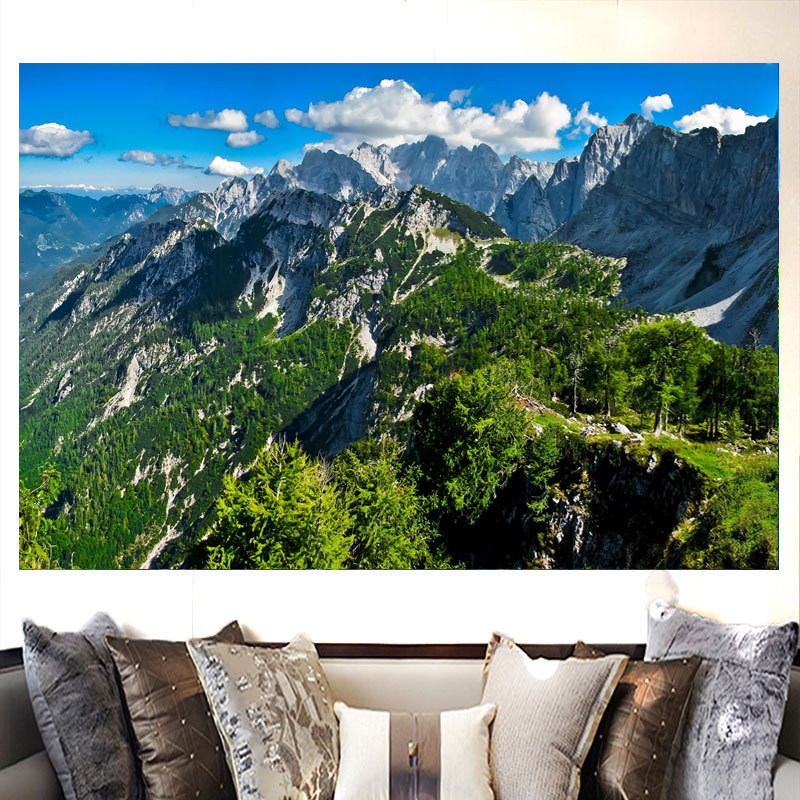 高山雪山实景山脉风景装饰画靠山山峰壁画办公室客厅背景墙贴纸画