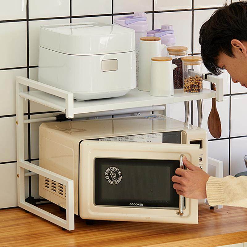 可伸缩厨房置物架桌面双层电饭锅支架家用台面烤箱收纳微波炉架子,厨房/烹饪用具,微波炉置物架,淘宝优惠券,粉丝福利购,淘宝优惠卷