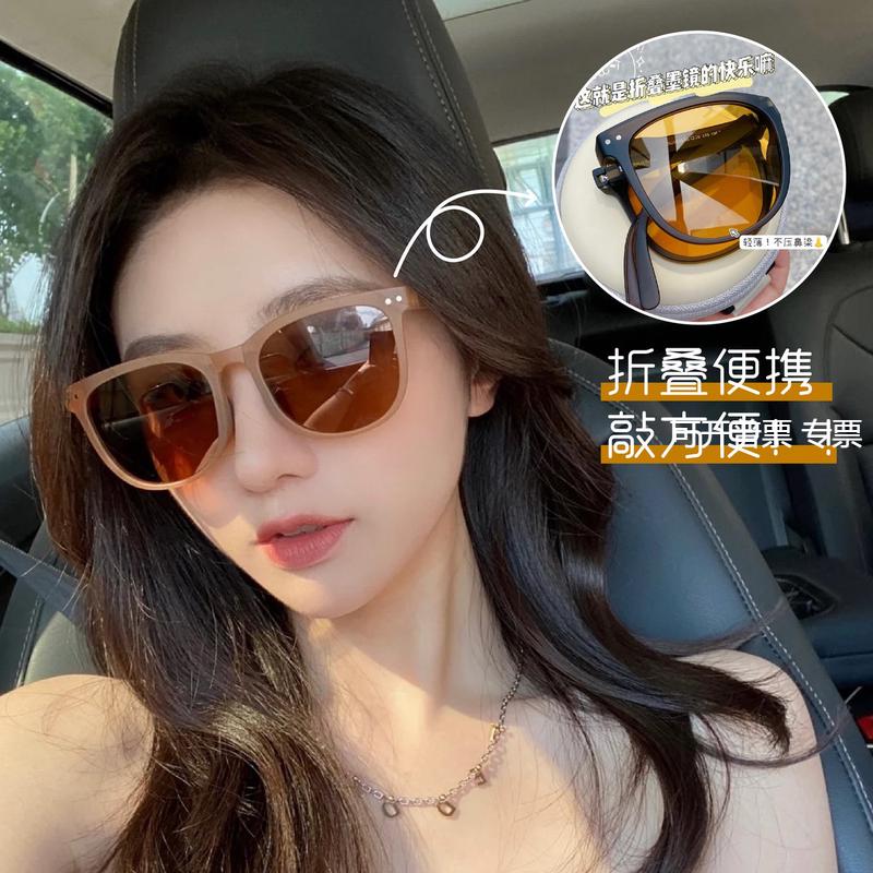 安科焦下同款折叠墨镜女潮防晒开车复古百搭防紫外线太阳镜86520