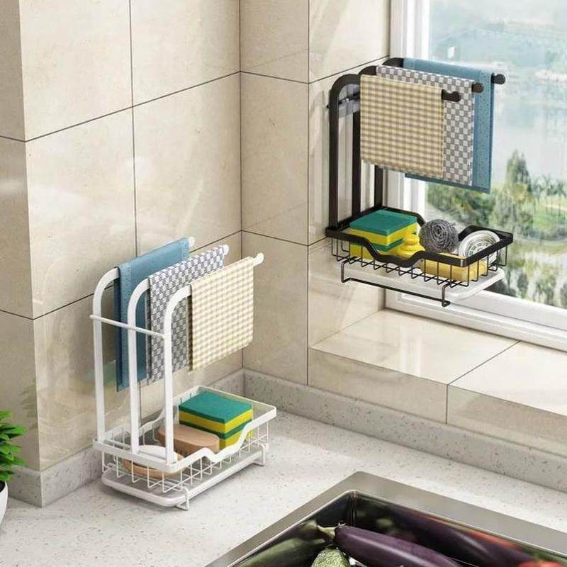 沥水架家用免打孔台面架壁挂收纳架洗碗布毛巾挂厨房置物架抹布架,收纳整理,壁式收纳盒,淘宝优惠券,粉丝福利购,淘宝优惠卷