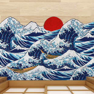 神奈川冲浪里日式进门地垫入户门口可裁剪丝圈地毯浮世绘玄关脚垫