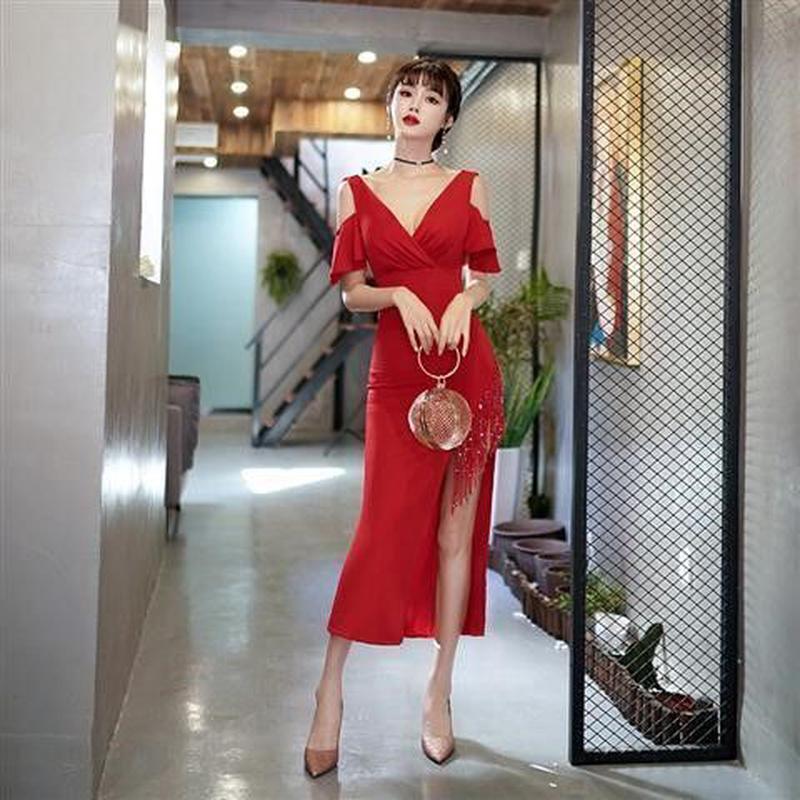 白色小晚礼服女2025新款高端宴会气质名媛性感流苏连衣裙平时可穿