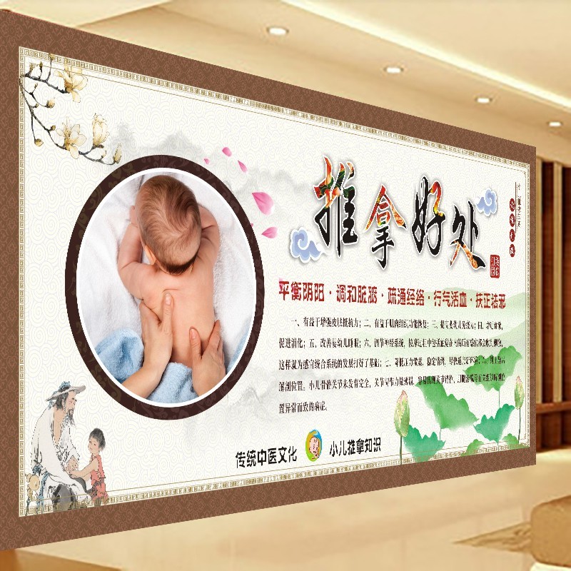 中医小儿推拿宣传画按摩穴位图推拿店墙贴宝宝按摩挂图壁画海报