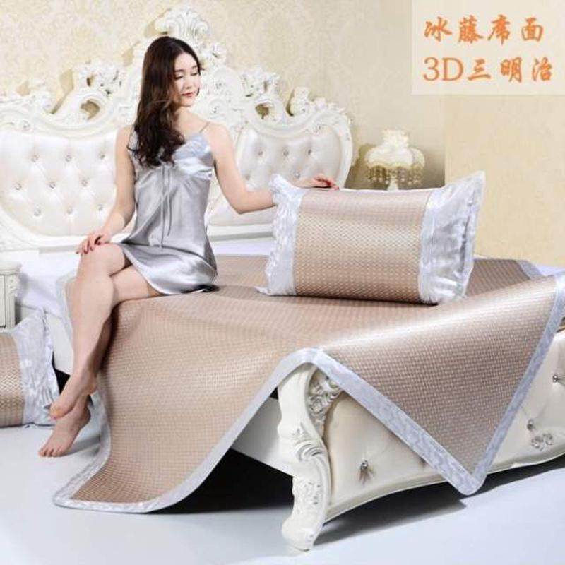 m.床藤席凉席1.8冰丝宿舍可折叠夏季席子双人米2x2三件套2.0m1.5,床上用品,冰丝席,淘宝优惠券,粉丝福利购,淘宝优惠卷