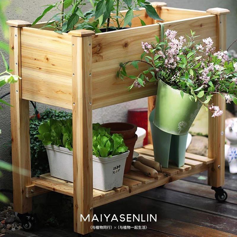 阳台蔬菜种植箱架花箱露台室内户外家用可移动种菜箱实木大容量高