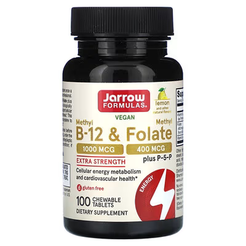 美国Jarrow甲钴胺甲基维生素B-12 1000mcg 活性叶酸400mcg 100片