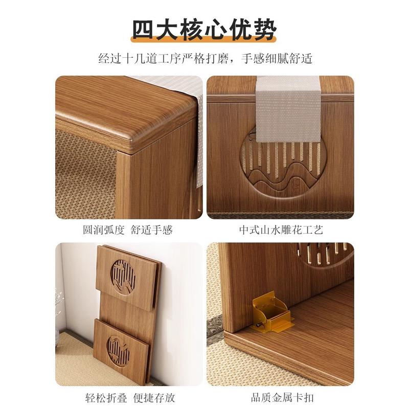 折叠桌楠竹炕桌家用实木榻榻米小茶几飘窗桌床上学习书桌矮桌电脑