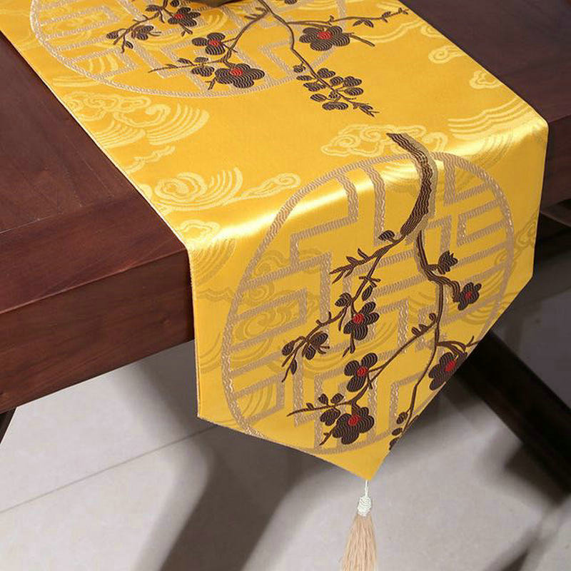 中式红木家具喜梅高精密提花布料圆形沙发坐垫抱枕套桌旗涤纶布料