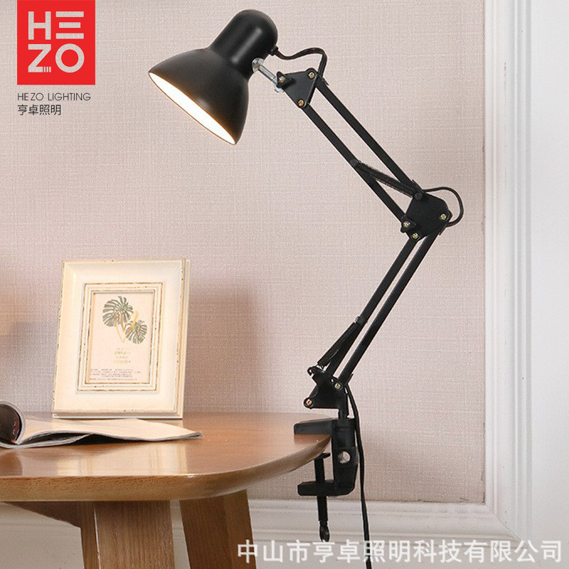 复古简约美甲桌面补光灯直播维修折叠美式金属工作台灯一件代发