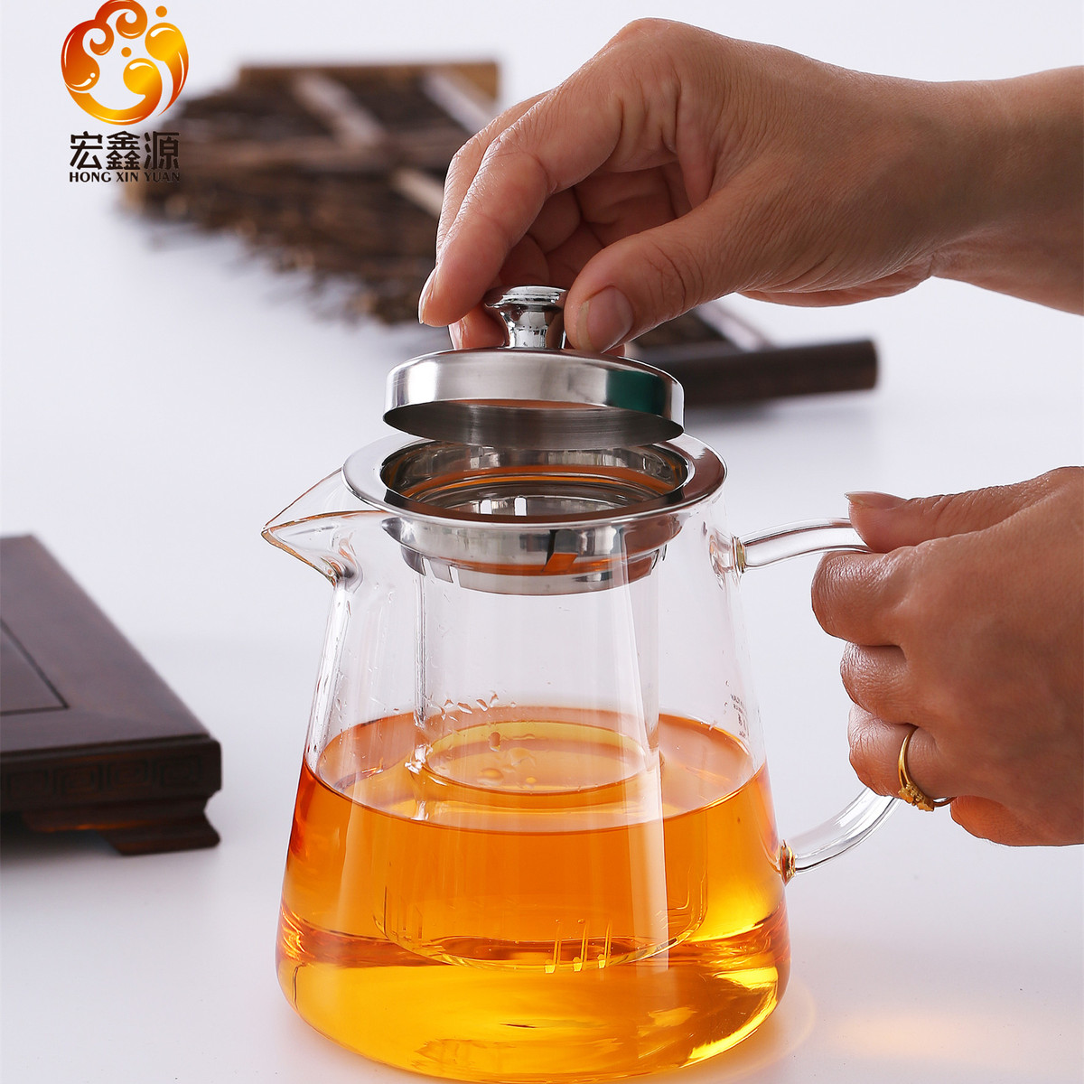 宏鑫源品牌优质玻璃茶具花茶壶高硼硅加厚耐热水壶泡茶壶G705
