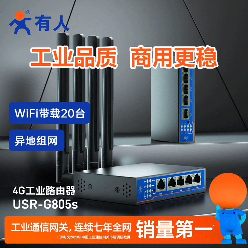 有人4G工业级无线路由器wifi上网监控异地组网多网口全网通G805s