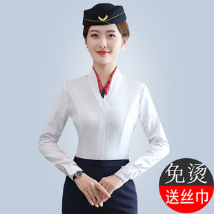 珠宝店工作服气质 高货职业装 空乘面试正装 空姐制服v领衬衫 女长袖