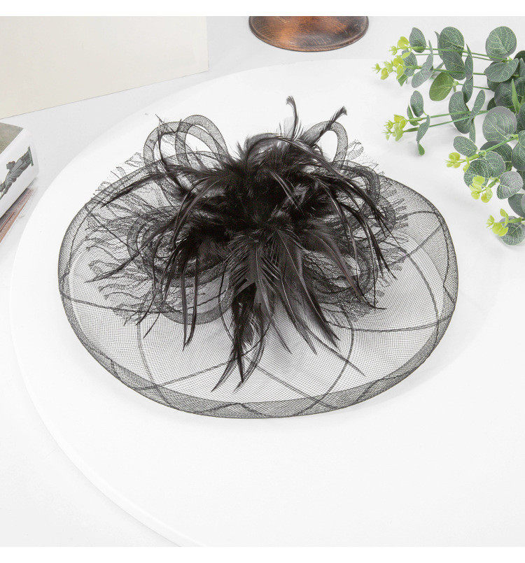 英式赫本复古黑色网纱小礼帽头饰女年会礼服舞台走秀表演帽子详情12