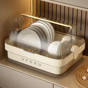 放碗盘箱装带盖家用碗碟碗架厨房沥水餐具置物架碗筷收纳盒碗柜子
