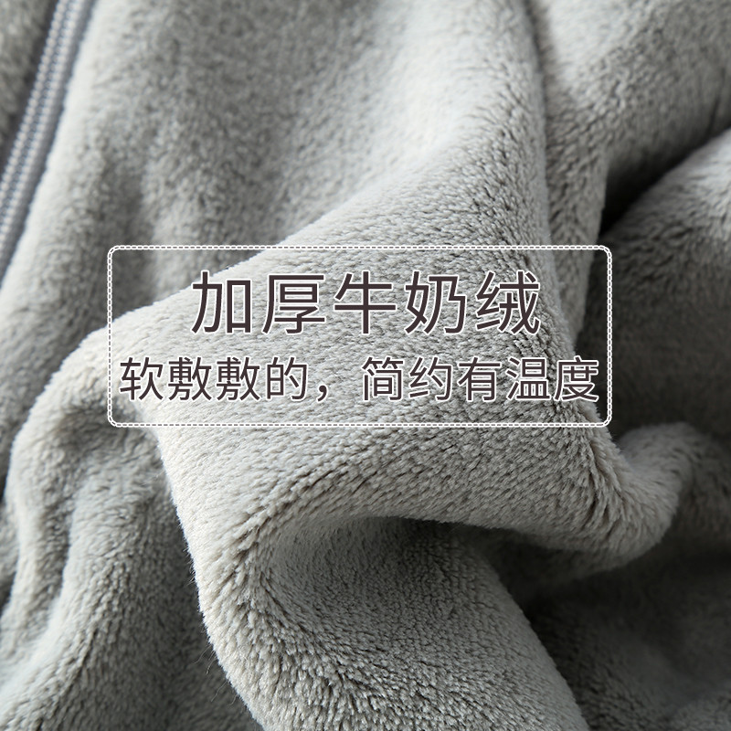 牛奶绒睡衣男秋冬款宽松单件上衣情侣秋冬季保暖珊瑚绒长袖家居服