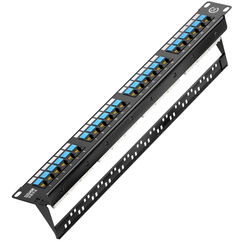 顶臻24口升级版超五类排配线架工程千兆光纤跳线网络理线1u加厚金