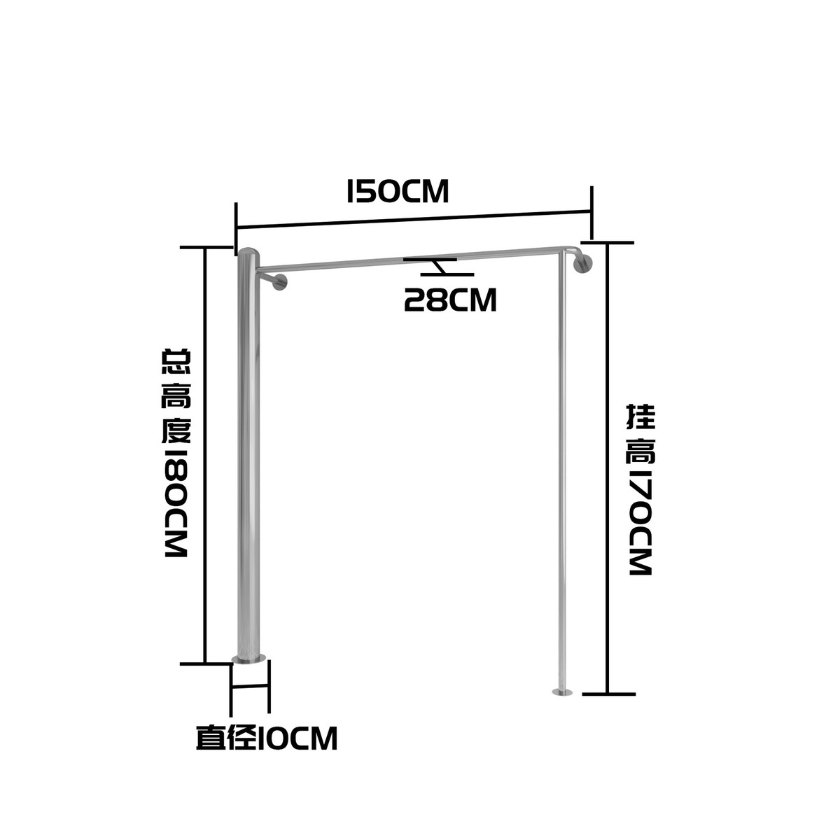 服装店陈列架上墙壁简约不锈钢创意挂衣架挂式货架女装店铺展示架