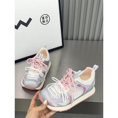 欧货2025夏季新款网面透气超火休闲鞋软底时尚丑萌鞋拼女色运动鞋