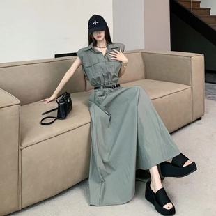 女工装 高货速发2024夏装 上衣套装 搭配一整套时尚 半身 翻领抽绳衬衫