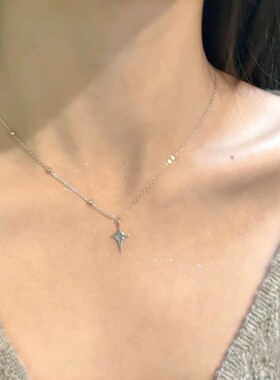 999纯银星芒项链女款2025新款轻奢小众设计感星星锁骨链生日礼物