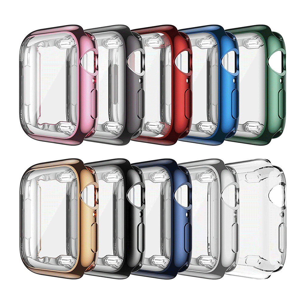 适用AppleiWatch苹果8/9/5/6/10/7代手表壳tpu保护壳套软壳电镀