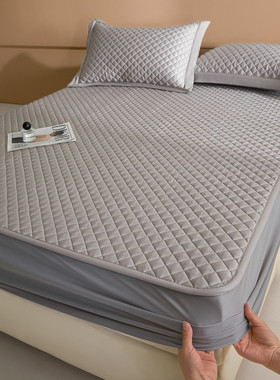 60S长绒棉绗缝大豆纤维夹棉床笠三件套 床垫床褥 床垫保护套