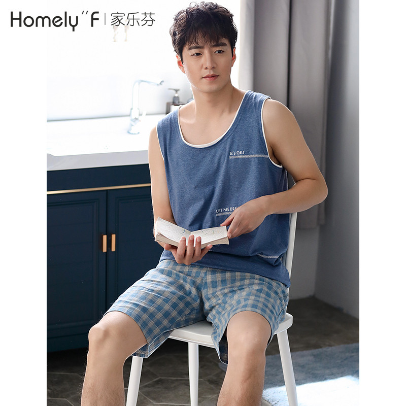 睡衣男士夏季纯棉背心无袖短裤家居服男款夏天薄款加大码套装