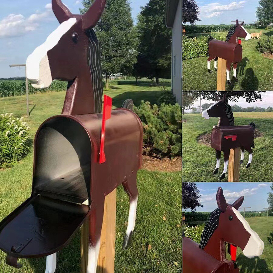 爆款现货Unique Horse Mailbox独特马邮箱动物邮筒花园庭院装饰