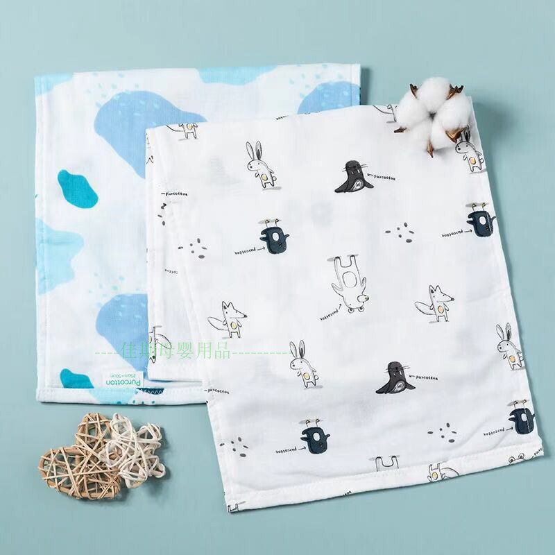 全棉时代 婴幼儿纱布面巾洗脸小毛巾长款枕巾可用25x50cm,2条/袋