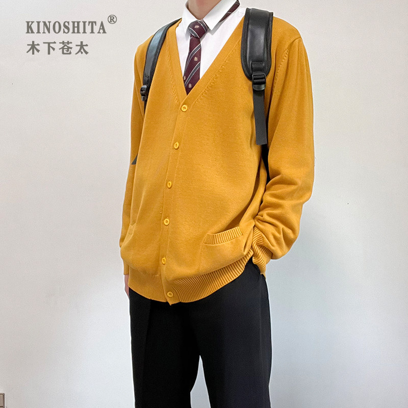 dk日系制服男开衫外套针织衫毛衣长袖V领打底衫外穿学生原创百搭