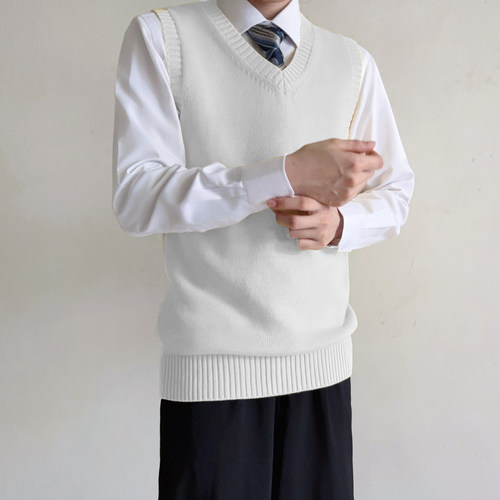 dk日系制服白色秋冬毛衣马甲jk