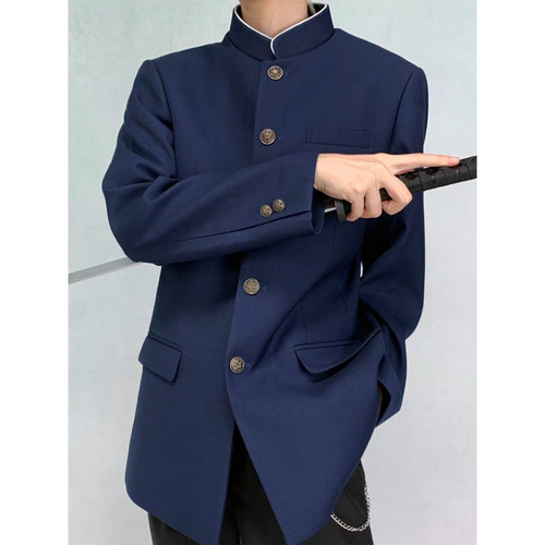 DK日系男女藏青诘襟制服西装套装